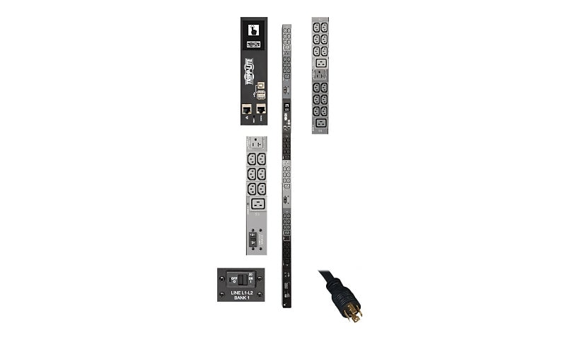 Tripp Lite 8.6kW 3-Phase Monitored PDU, LX Interface, 208/120V Outlets (36 C13/6 C19/3 5-15/20R), LCD, NEMA L21-30P,