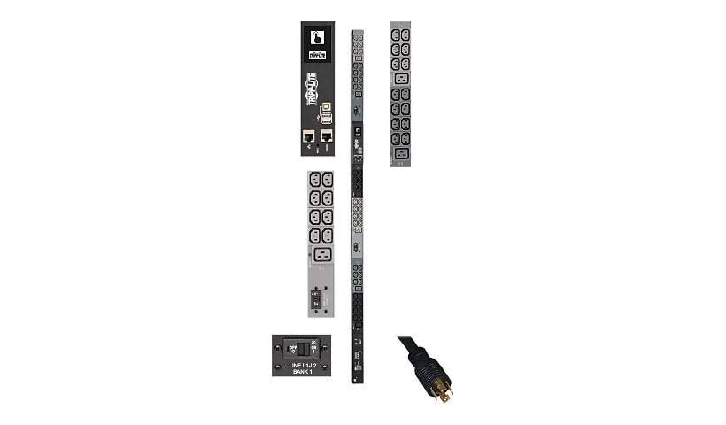 Tripp Lite 10kW 3-Phase Monitored PDU, LX Interface, 200/208/240V Outlets (42 C13/6 C19), LCD, NEMA L21-30P, 3m/10 ft.