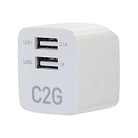 C2G 2-Port USB Wall Charger - AC to USB Adapter - 5V 2.1A Output power adap
