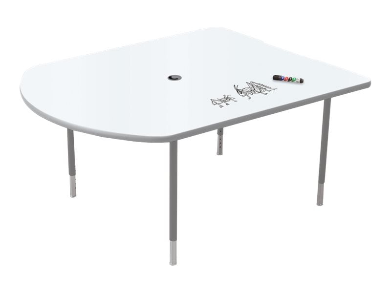 MooreCo MediaSpace Multimedia & Collaboration Small - table - D-shaped - gray elm