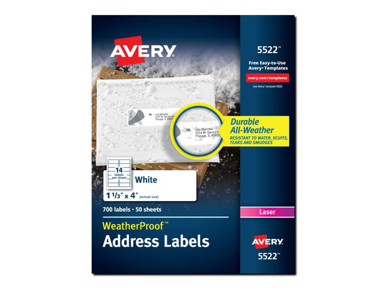 Avery WeatherProof - labels - 700 label(s) - 1.33 in x 4 in