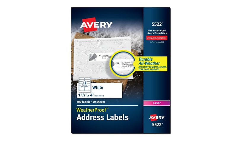 Avery WeatherProof - labels - 700 label(s) - 1.33 in x 4 in