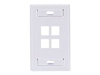 Leviton QuickPort Wallplate, Single-Gang, 4 Port, White, 2 Windows