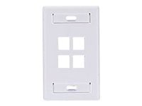 Leviton QuickPort Wallplate, Single-Gang, 4 Port, White, 2 Windows