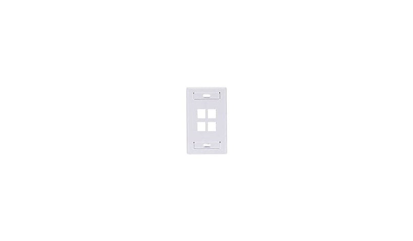 Leviton QuickPort Wallplate, Single-Gang, 4 Port, White, 2 Windows