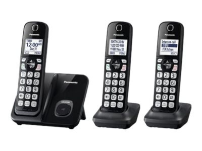 Panasonic KX-TGD513B - cordless phone with caller ID/call waiting + 2 additional handsets - 3-way call capability