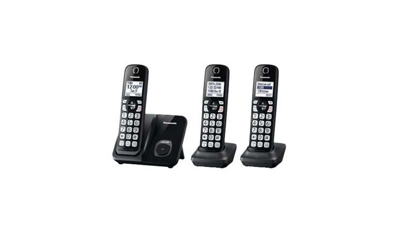 Panasonic KX-TGD513B - cordless phone with caller ID/call waiting + 2 additional handsets - 3-way call capability