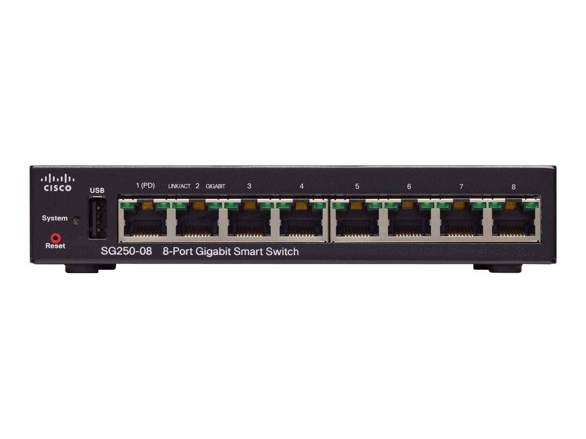 Cisco 250 Series SG250-08 - Switch - 8 Port - Smart - Rack-Mountable