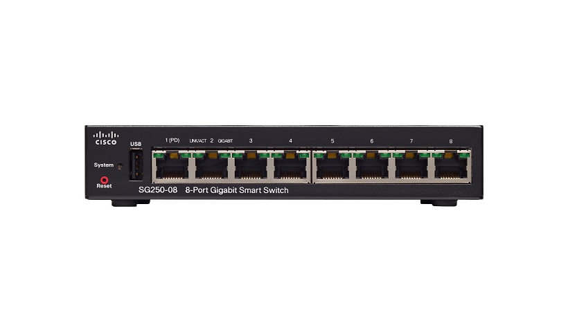 Cisco 250 Series SG250-08 - Switch - 8 Port - Smart - Rack-Mountable