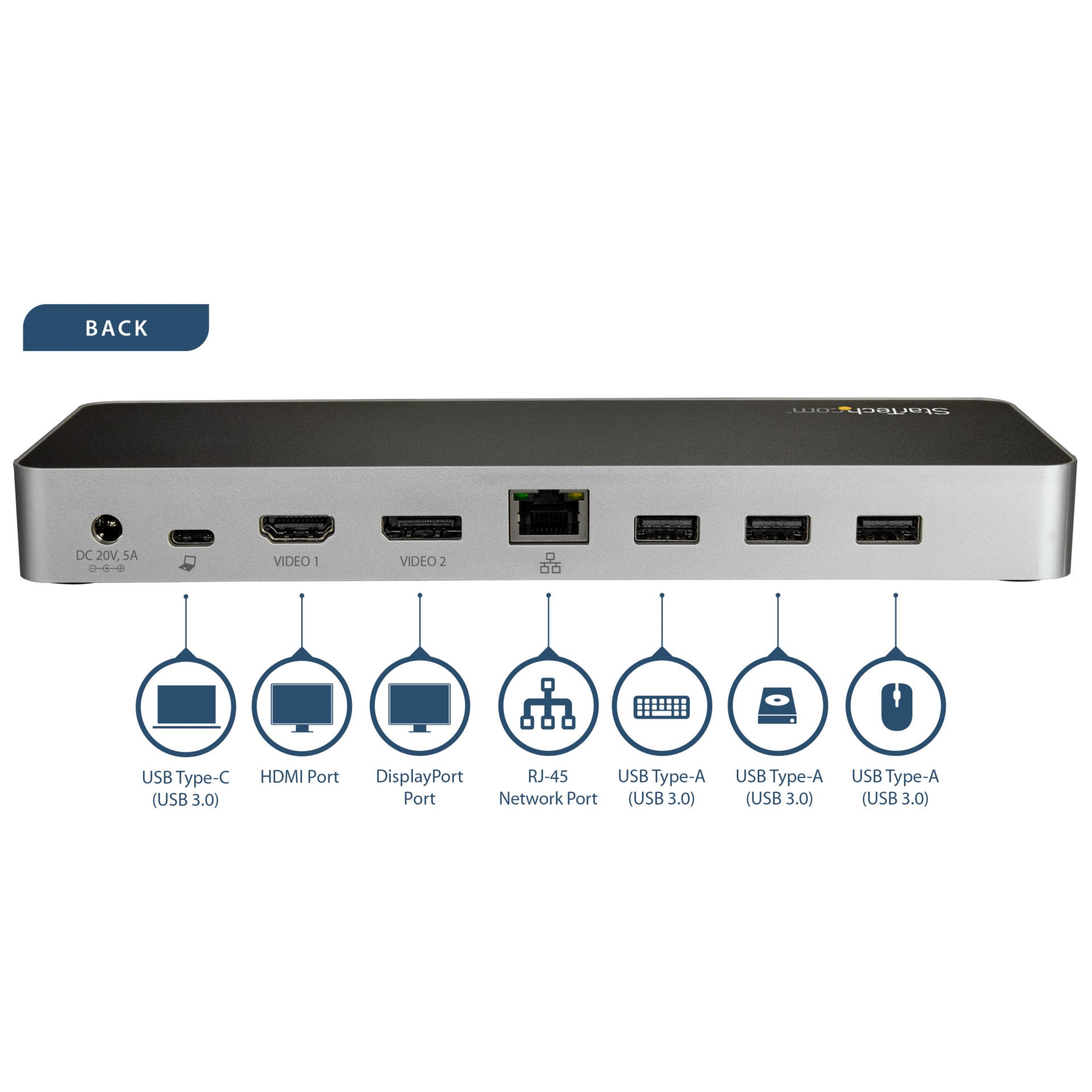 Thumbnail 3 of 12 for StarTech.com USB-C Dock 4K Dual Monitor - HDMI/DP, 60W PD/SD Docking Station, 4xUSB - USB-C Dock - Docking Station
