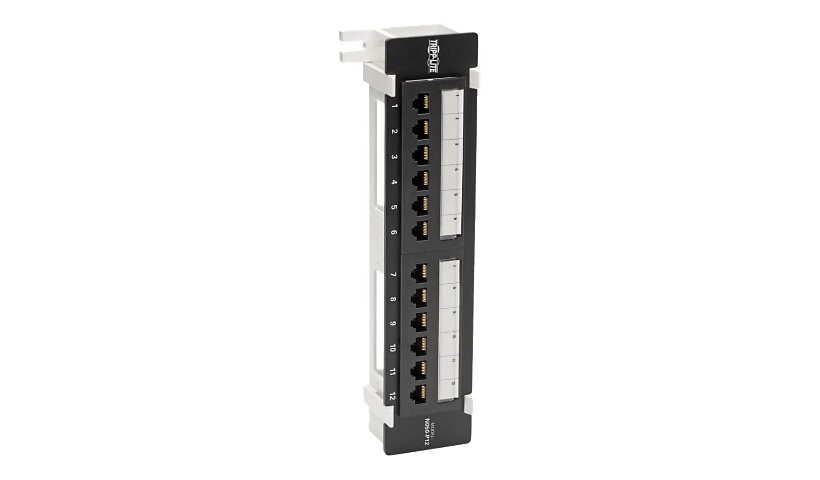 Tripp Lite Cat5e Wall-Mount 12-Port Patch Panel - PoE+ Compliant, 110/Krone, 568A/B, RJ45 Ethernet, TAA - patch panel -
