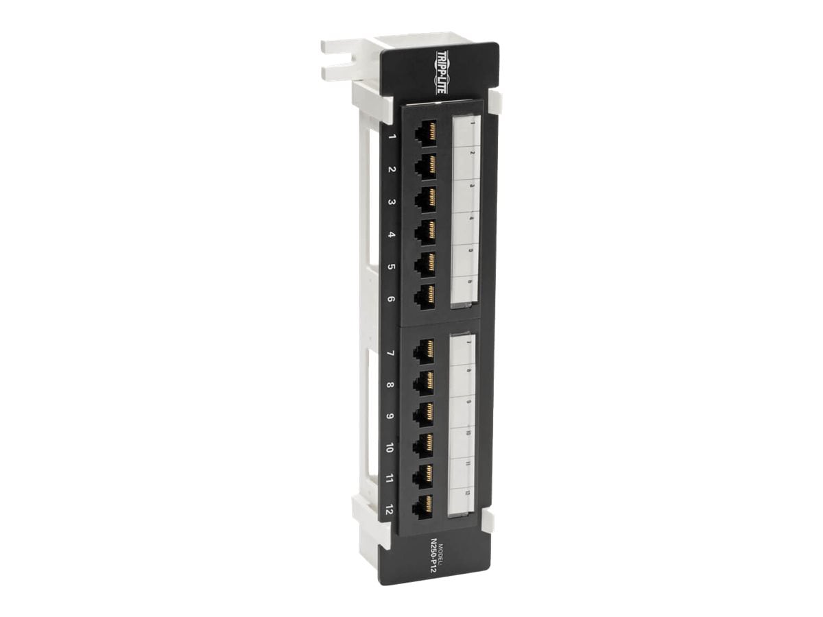 Tripp Lite Cat6 Wall-Mount 12-Port Patch Panel - PoE+ Compliant, 110/Krone, 568A/B, RJ45 Ethernet, TAA - patch panel -