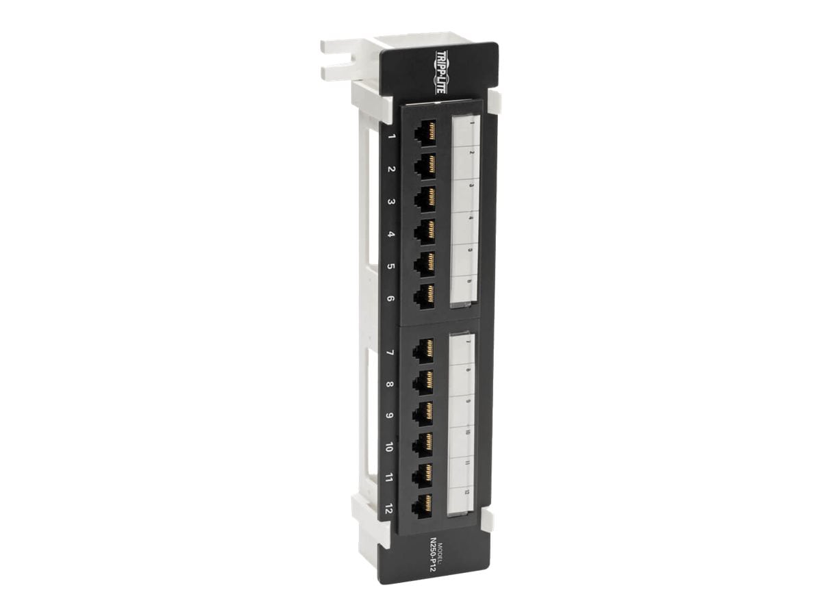 Tripp Lite Cat6 Wall-Mount PoE Patch Panel 12-Port 110/Krone 568A/B RJ45