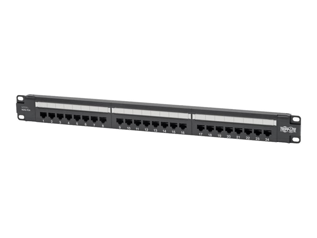Eaton Tripp Lite Series Cat6 24-Port Patch Panel - PoE+ Compliant, 110/Krone, 568A/B, RJ45 Ethernet, 1U Rack-Mount, TAA