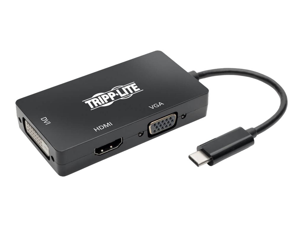 Eaton Tripp Lite Series USB-C Multiport Adapter - HDMI/DVI/VGA, Thunderbolt 3, Ultra HD 4K @ 30 Hz, Black USB Type C -