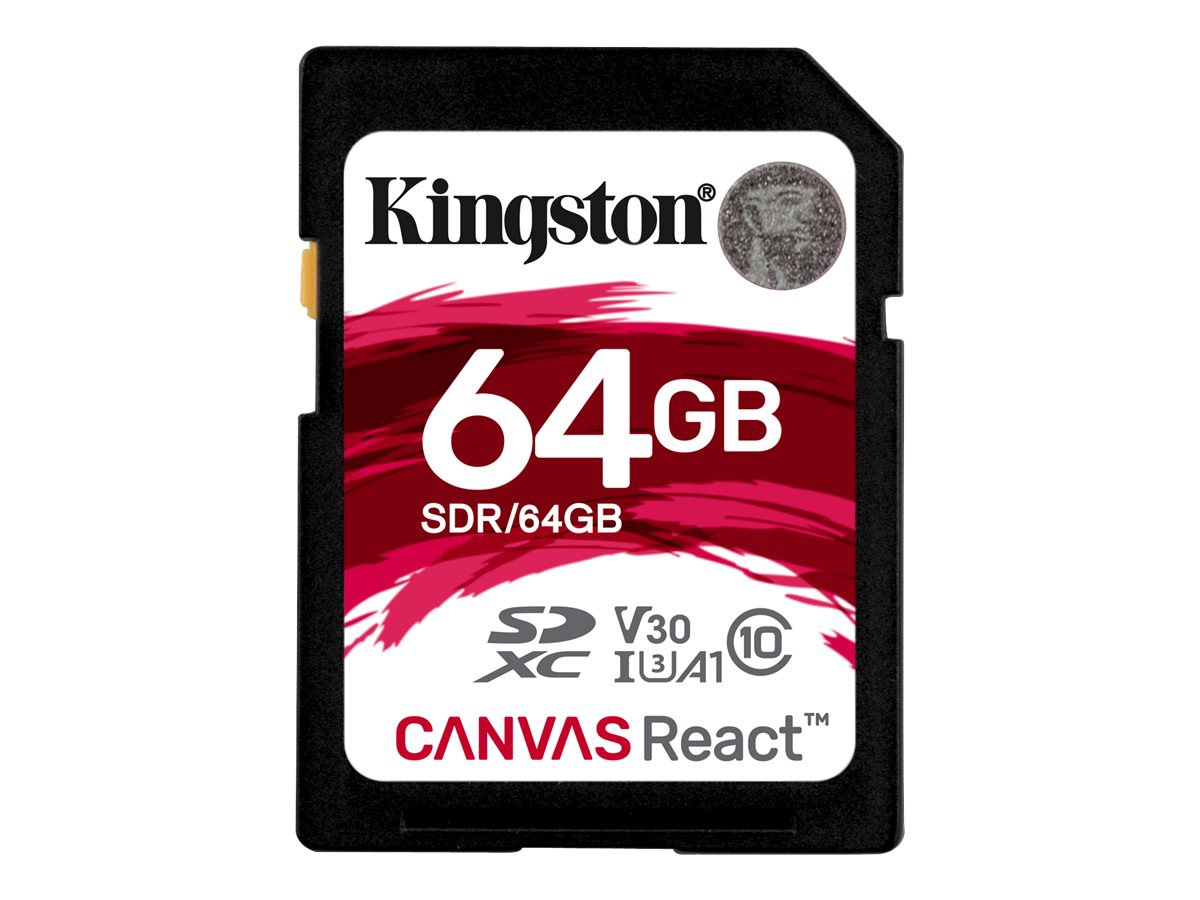 Kingston Canvas React - flash memory card - 64 GB - SDXC UHS-I