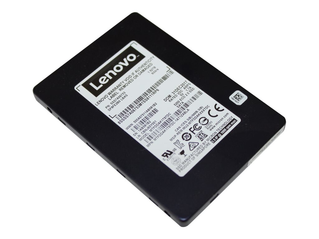 Lenovo ThinkSystem 5200 1.92TB Entry SATA 6Gbps 2.5" Solid State Drive