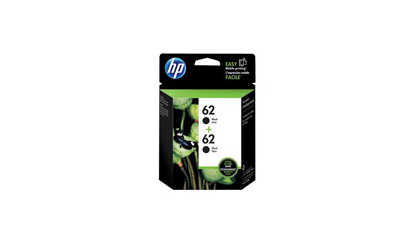 HP 62 - 2-pack - black - original - ink cartridge