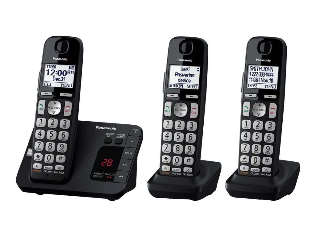 Panasonic KX-TGE433 - cordless phone - answering system with caller ID/call waiting + 2 additional handsets