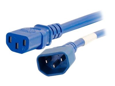 C2G 10ft Power Cord - 14 AWG - IEC320C14 to IEC320C13 - 250V/10A - Blue