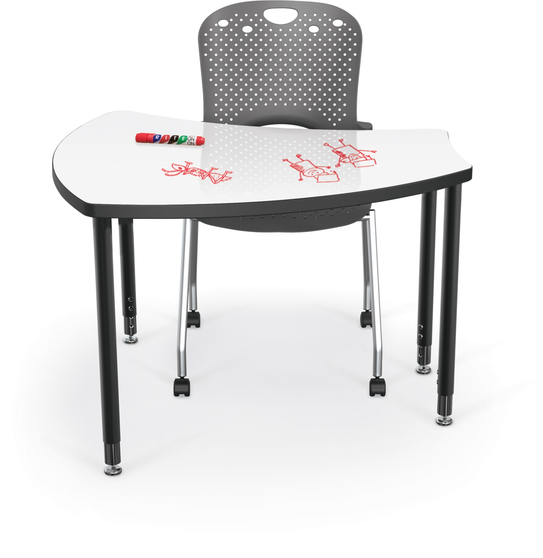 Balt Large Shape Desk with Whiteboard Top