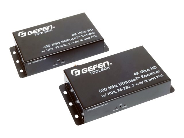 GefenToolBox 4K Ultra HD 600 MHz HDBaseT Extender w/ HDR, RS-232, 2-way IR, and POL - video/audio/infrared/serial