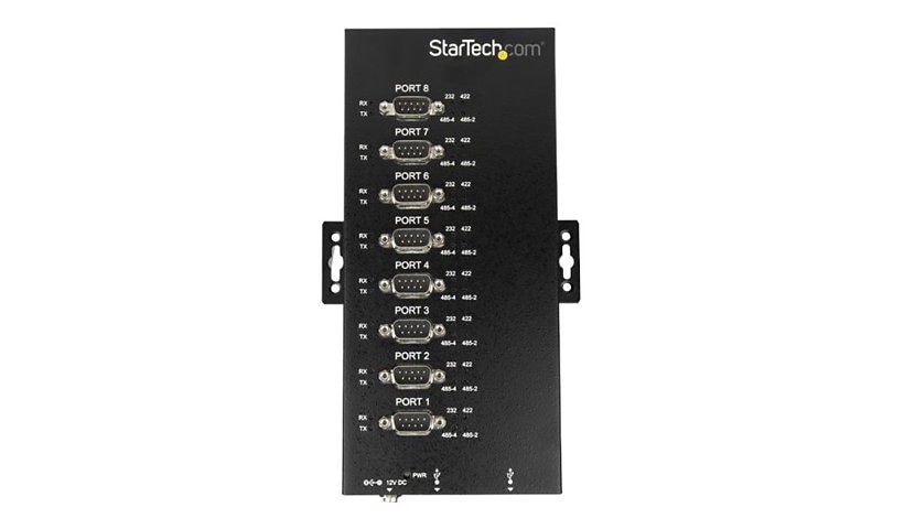 StarTech.com USB to RS232/RS485/RS422 8 Port Serial Hub Adapter - Industrial Metal USB 2.0 to DB9 Serial Converter - Din