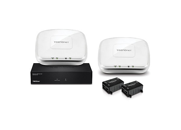 TRENDnet TEW AC1200 Dual Band Wireless Controller Kit - wireless network management device - with 2 x Trendnet AC1200 PoE access points (TEW-821DAP), 2 x Trendnet 802.3af Gigabit PoE injectors (TPE-113GI),1 x Trendnet power adapter (TEW-WLC100)