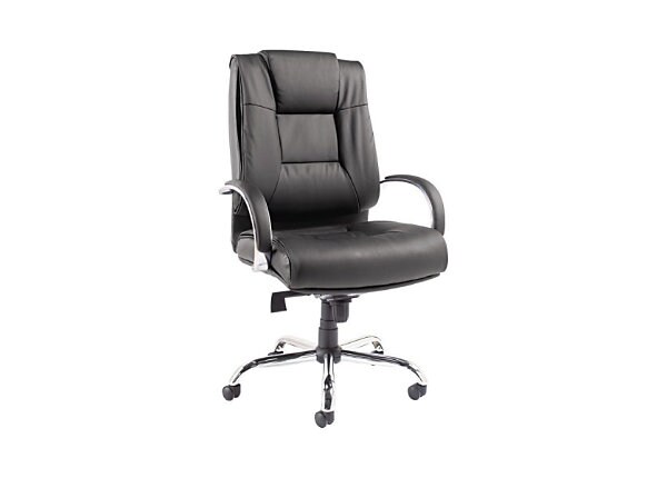 Alera Ravino Big and Tall Series High-Back Leather Chair - Aluminum/Black