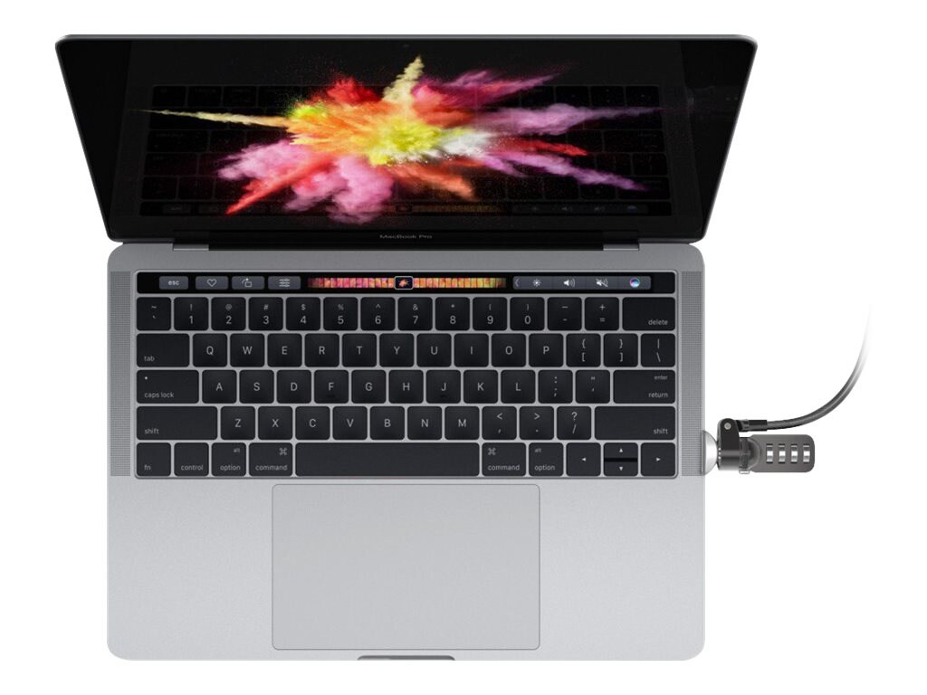 Compulocks MacBook Pro 13-15 TB Adaptateur Ledge avec câble antivol à combinaison argentée avec câble à combinaison argenté - kit de sécurité