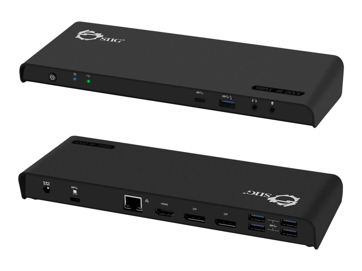 SIIG USB-C 4K Triple Display Docking Station with PD Charging - docking station - HDMI, 2 x DP