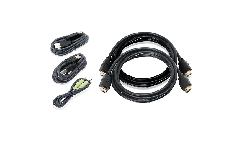 IOGEAR 6ft Dual View HDMI, USB KVM Cable Kit with Audio (TAA)