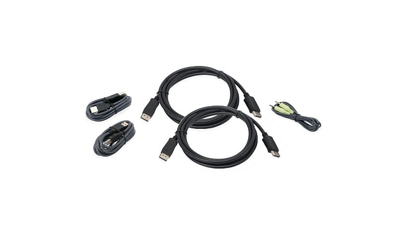 IOGEAR 6 Ft. Dual View DisplayPort, USB KVM Cable Kit with Audio (TAA)