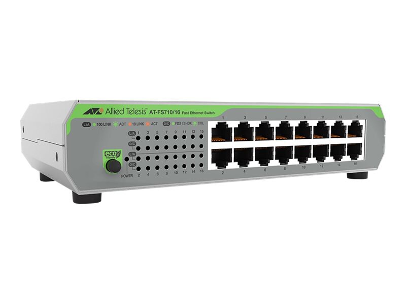 Allied Telesis CentreCOM AT-FS710/16 - switch - 16 ports - unmanaged