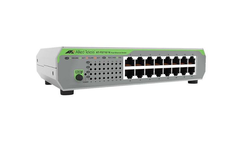 Allied Telesis CentreCOM AT-FS710/16 - switch - 16 ports - unmanaged - rack-mountable