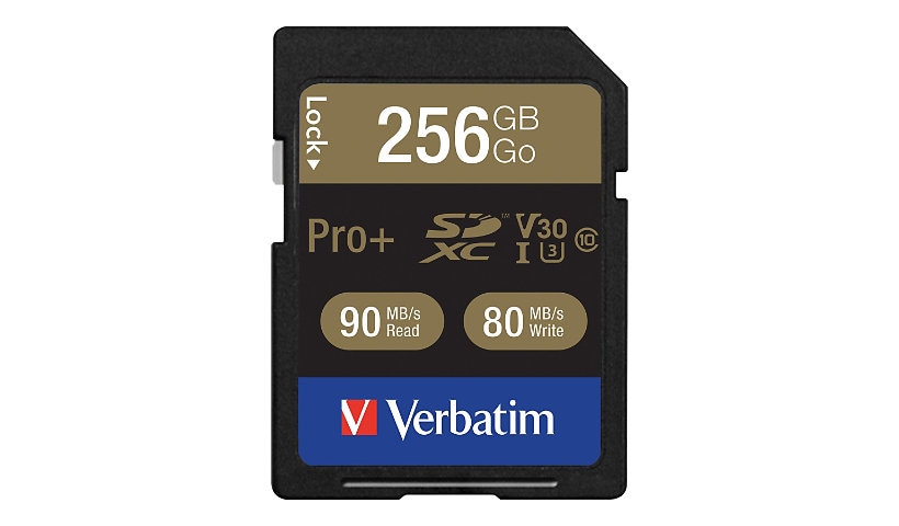 Verbatim PRO+ - flash memory card - 256 GB - SDXC UHS-I