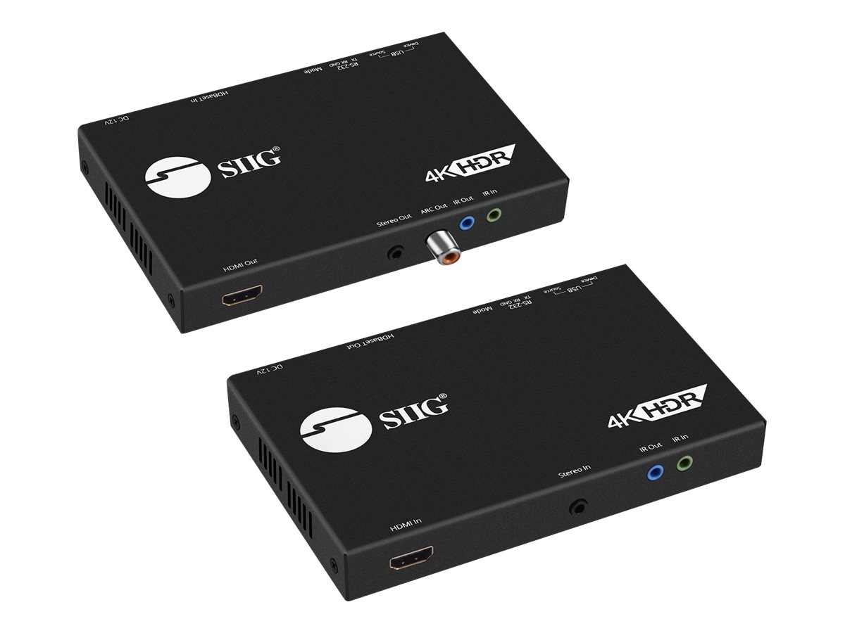 SIIG 4K HDR HDMI 2.0 & USB 2.0 Extender Over HDBaseT with RS-232 & IR - tra