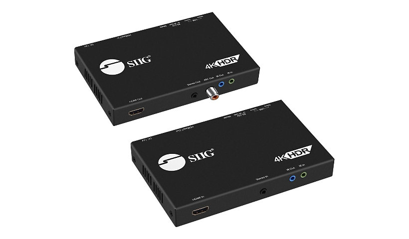 SIIG 4K HDR HDMI 2.0 & USB 2.0 Extender Over HDBaseT with RS-232 & IR - transmitter and receiver -