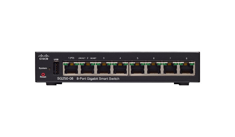 Cisco 250 Series SG250-08 - switch - 8 ports - smart - rack-mountable