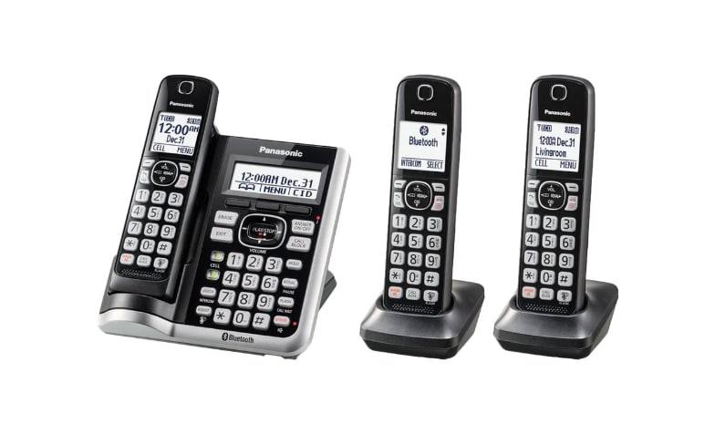 4 Handsets KX-TGE474S Silver Panasonic Link2Cell Bluetooth Cordless DECT 6.0 Expandable Phone System with Answering Machine and Enhanced Noise Reduction