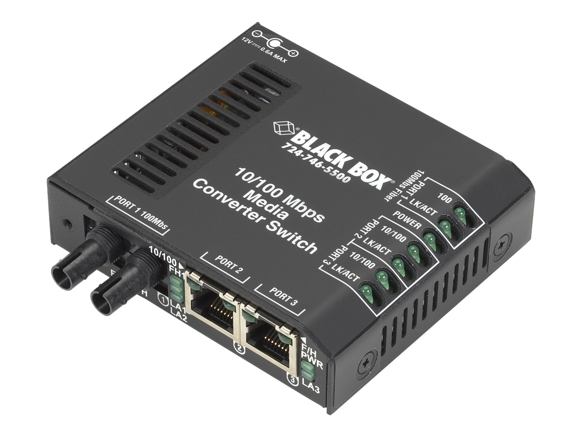 Black Box Media Converter Switch 240-VAC - fiber media converter - 10Mb LAN