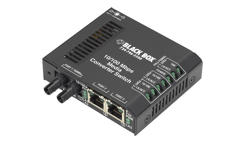 Black Box Media Converter Switch 240-VAC - fiber media converter - 10Mb LAN
