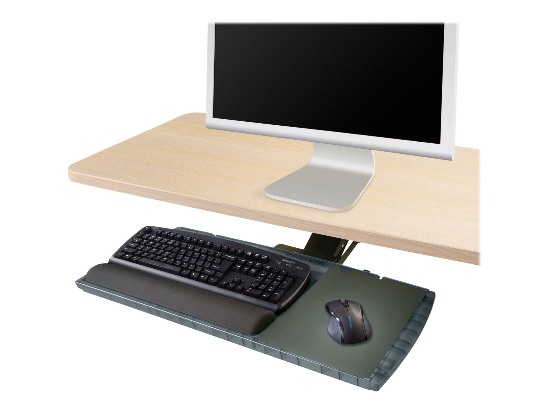 Thumbnail 2 of 4 for Kensington Underdesk Adjustable Keyboard Platform - keyboard and mouse platform with wrist pillow