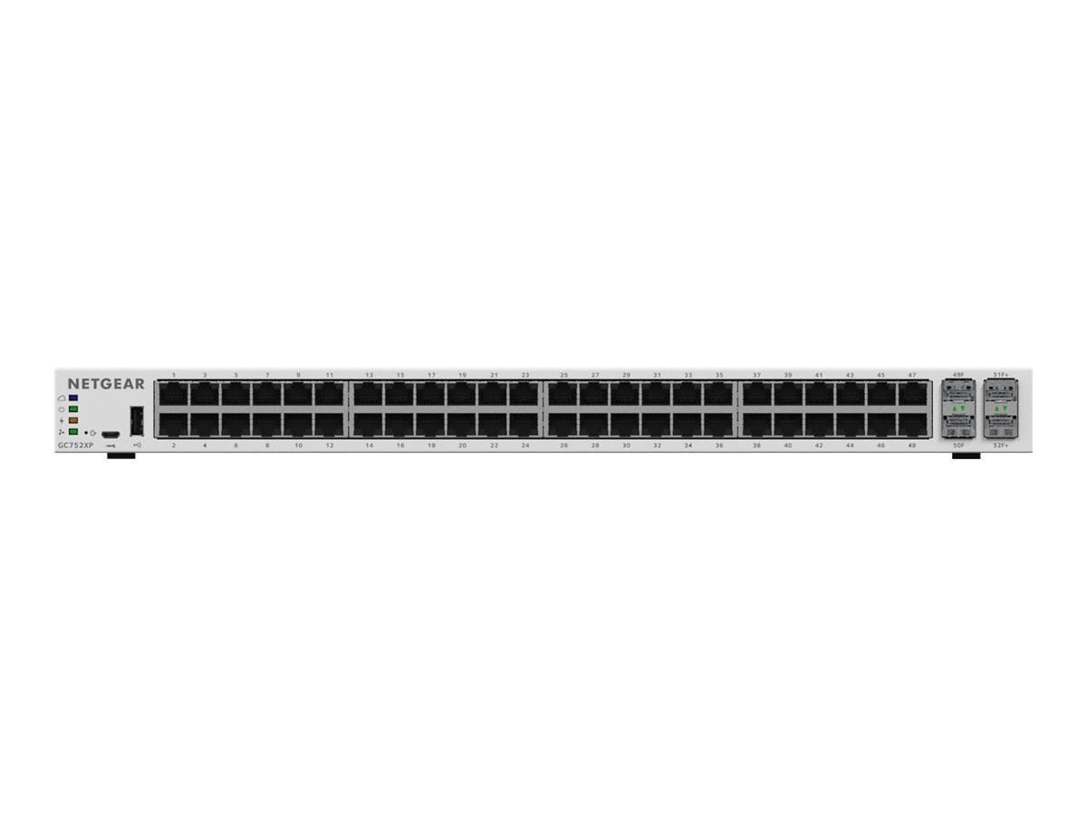 NETGEAR 52-Port Smart Managed Pro Switch, Remote Mgmt, 505W/PoE+ (GC752XP)