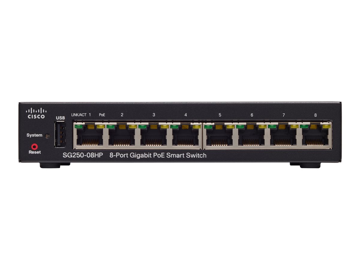 Cisco 250 Series SG250-08HP - switch - 8 ports - smart - rack-mountable