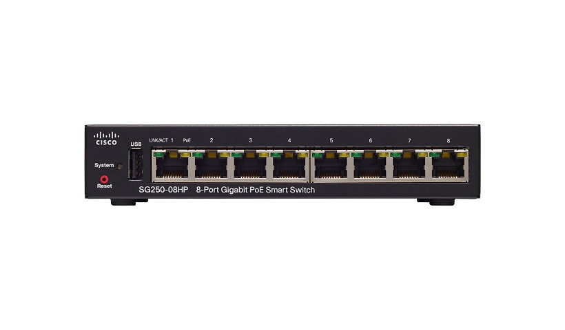 Cisco 250 Series SG250-08HP - commutateur - 8 ports - intelligent - Montable sur rack