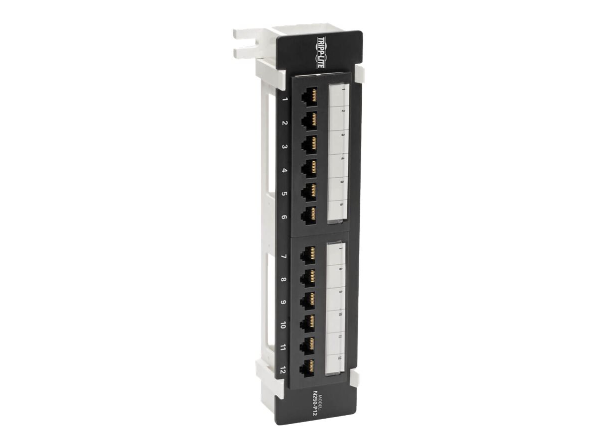 Tripp Lite Cat6 Wall-Mount 12-Port Patch Panel - PoE+ Compliant, 110/Krone,