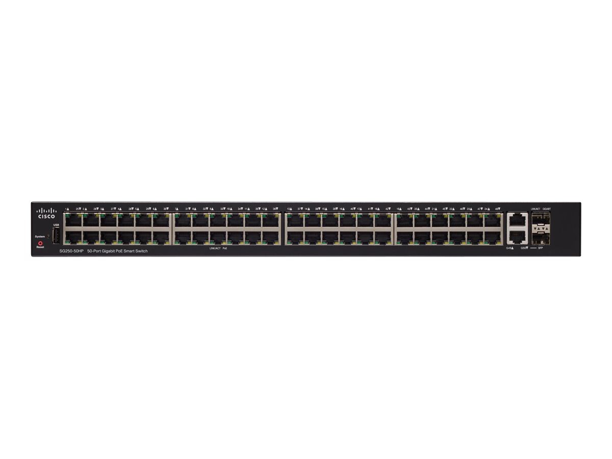 Cisco 250 Series SG250-50HP Smart Switch - 50 Ports - Rack Mountable