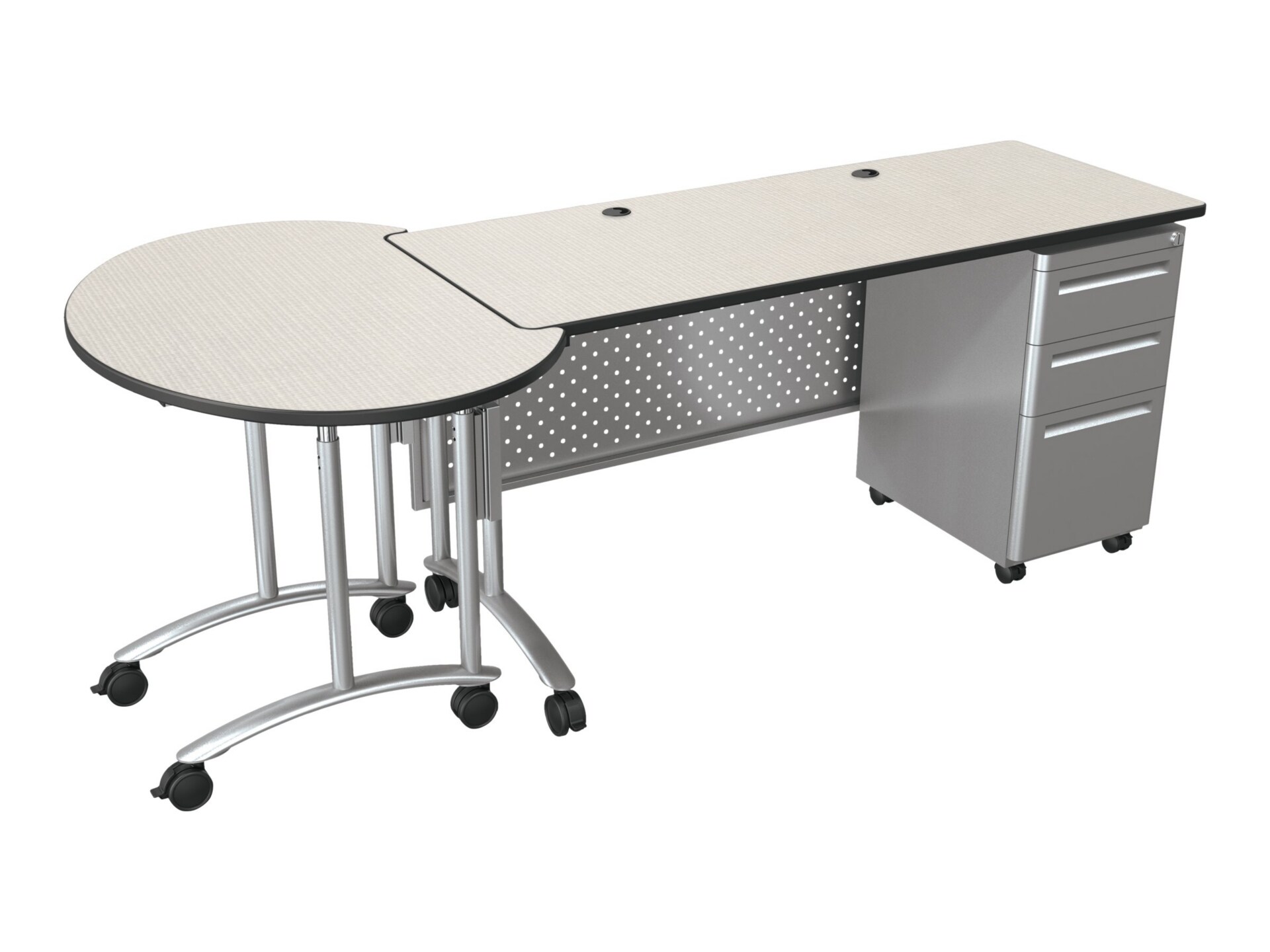 Balt Modular 30" to 38" Height Adjustable Teacher's Desk - Gray Elm/Navy