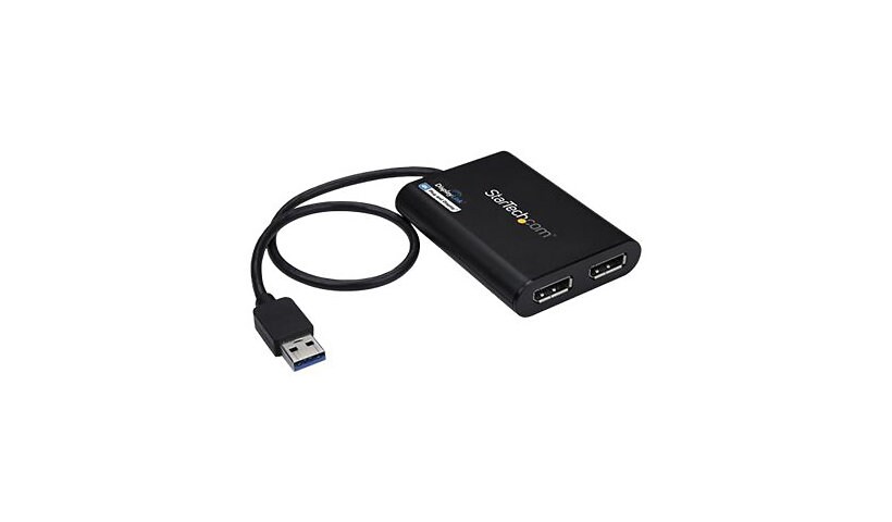 StarTech.com USB to Dual DisplayPort Adapter - 4K 60Hz - USB 3.0 5Gbps - USB Dual Monitor Adapter - Dual DisplayPort